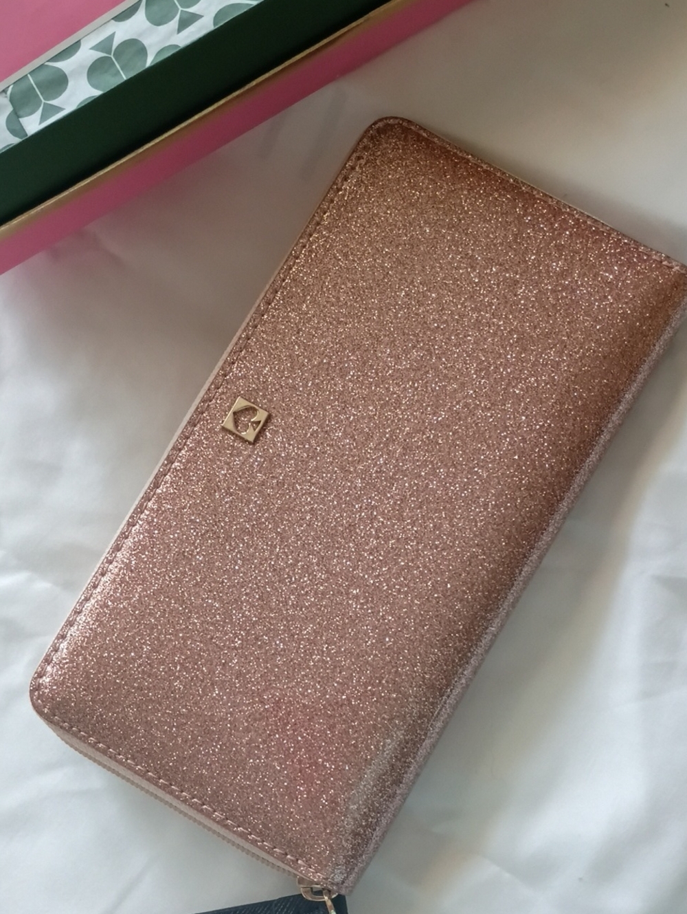 Kate Spade shimmering Rose gold pink glitter wallet new - Picture 5 of 13